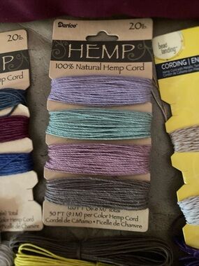 Cording Darice Hemp & Bamboo Cord Assorted Colors for macrame or beading